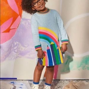 Boden rainbow sweater dress with colored pencils